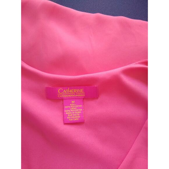 Catherine Women's Size M Coral Summer Dress Long sleeve with Nice lace V-neck - Picture 7 of 9